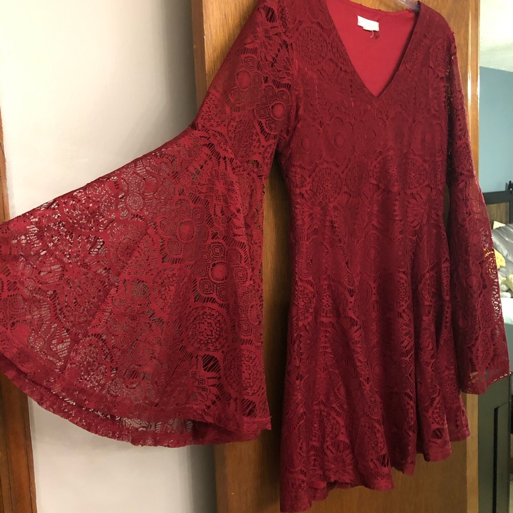 Red Dress with flare sleeves